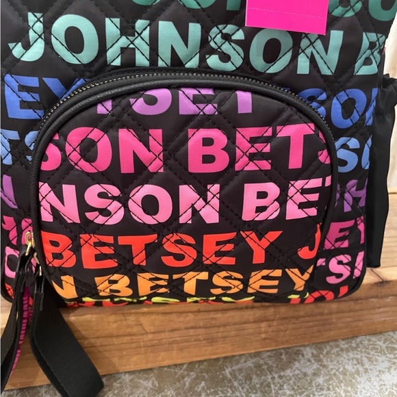 BETSEY JOHNSON BLACK LG NYLON BACKPACK - Picture 2 of 11